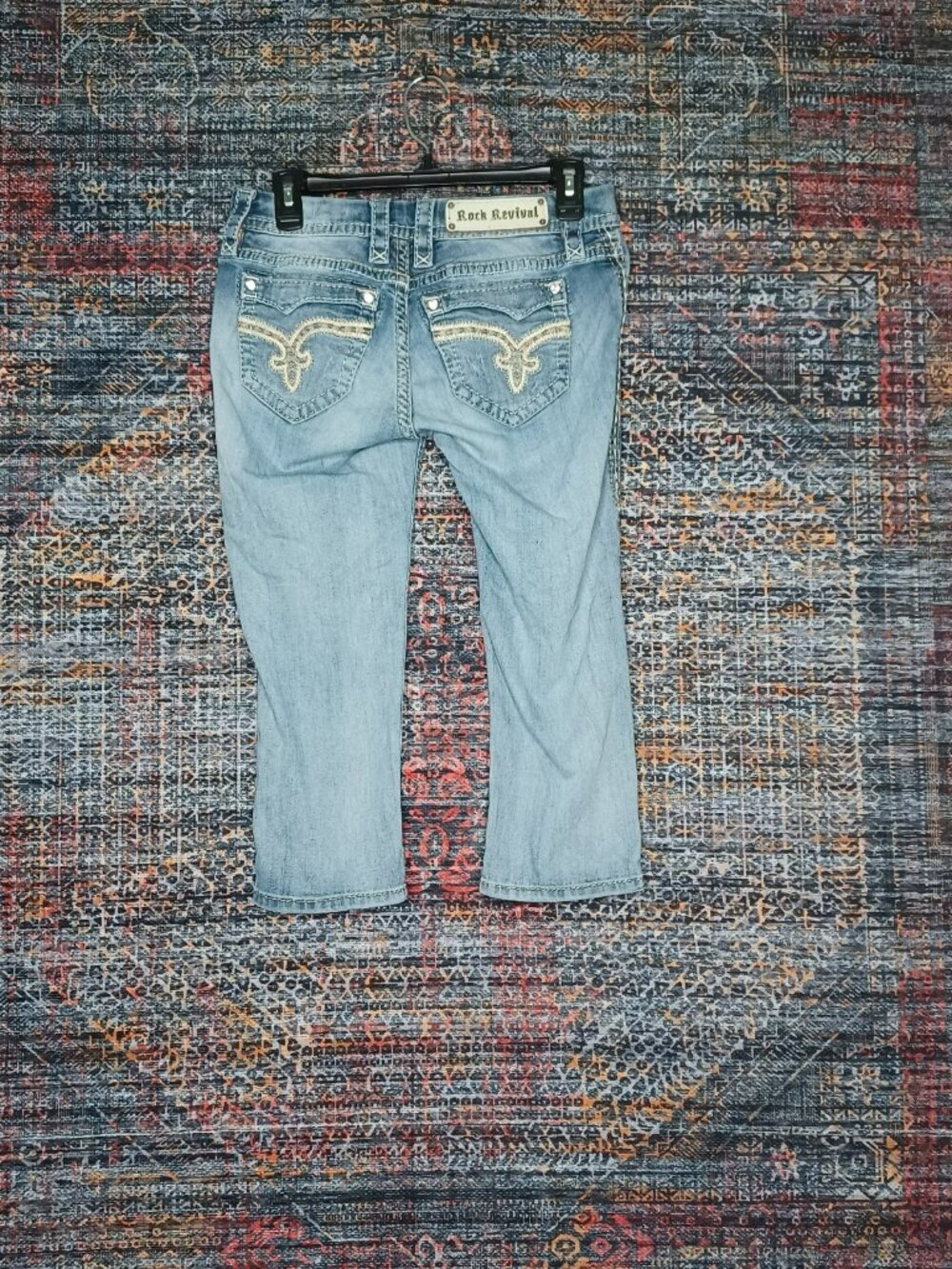 Rock Revival womens medium wash Vivian distressed stretch crop jeans 26